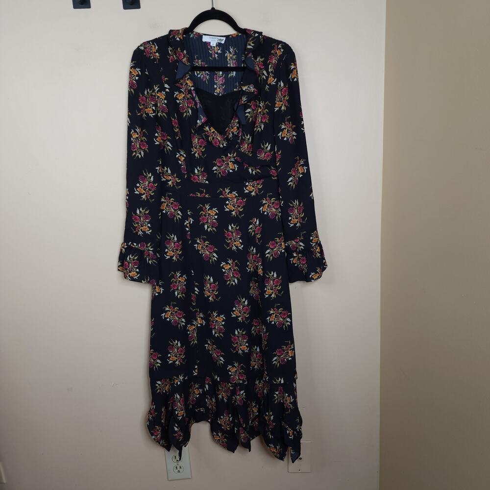 Thakoon Collective Black Floral Ruffle Dress Size 6 DAMAGED
